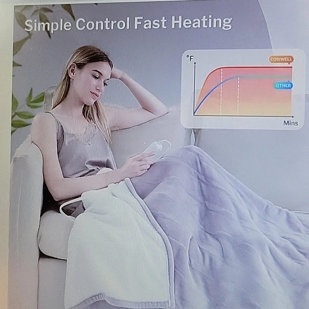 Coriwell Pink Heated Electric Throw white Sherpa 50x60
